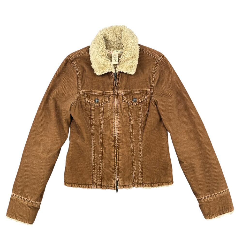 Abercrombie & Fitch Vintage Y2K Full Zip Faux Fur Collar Lined Jacket Medium
